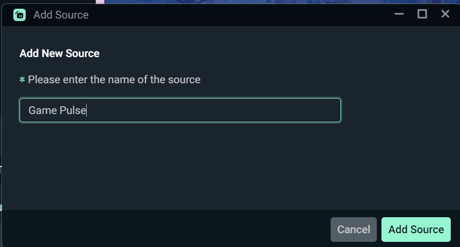 streamlabs desktop game pulse widget add source name